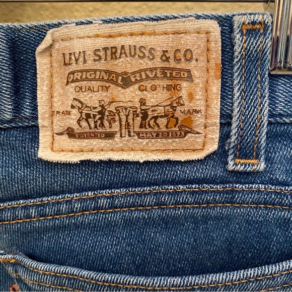 Vintage LEVI’S Blue Cropped Orange Tab Jeans Size 34 - Picture 3 of 11